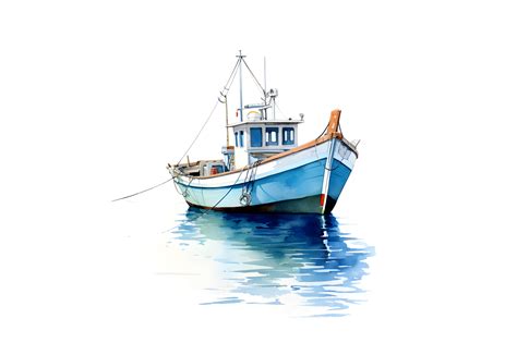 Watercolor Fishing Boat Sublimation Graphic By Watercolorbykr