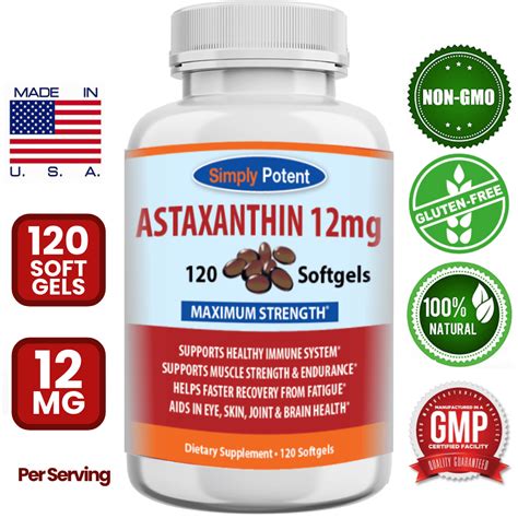 Buy Astaxanthin Supplement 12mg Softgels Natural Antioxidant Simply