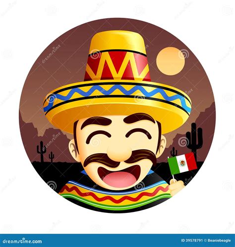 Mexican Man Wearing A Sombrero Vector Illustration