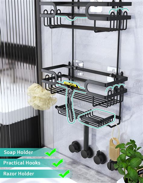 HapiRm Hanging Shower Caddy With Two Soap Holders Rustproof