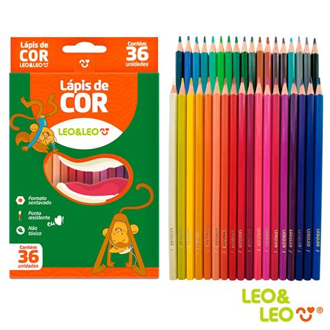 Lápis de Cor Escolar 12 24 36 48 Cores Sextavado Eco e Mini Faz a Boa