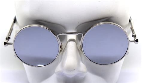 Round Oval Sunglasses Man Woman Silver Metal Frame Silver Etsy