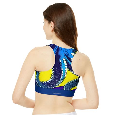 High Neck Crop Bikini Top For Female Scuba Divers Octopus Cute