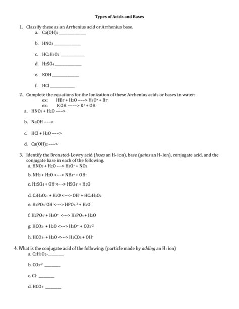 Acids Bases Worksheet - MHS Pre