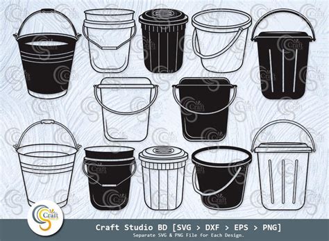 Bucket Silhouette, Water Bucket Svg, Cleaning Bucket Svg, Bin Bucket Svg, Bucket Outline Svg ...