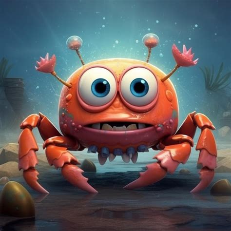 Premium Ai Image A Cartoon Crab With Big Eyes And A Big Smile On Its