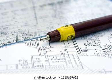 Technical Drawing Pens On Floor Plan Stock Photo 1615629652 | Shutterstock