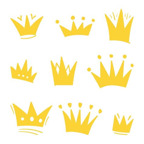 Set of doodle Crown sketch, hand drawn style 15285706 Vector Art at ...