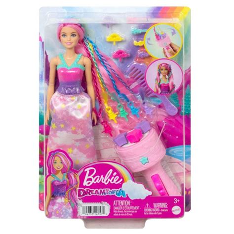 Barbie DreamTopia Lalka księżniczka różowe włosy zaplatacz do włosów