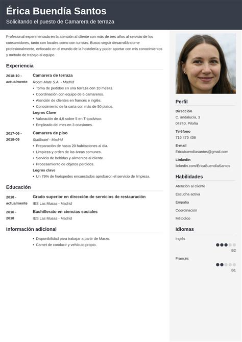 Curriculum Vitae Para Hosteler A Gu A Ejemplos Plantillas