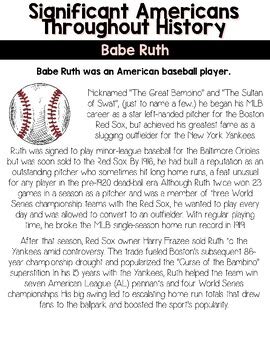 Babe Ruth By Keeping Up With The Klassroom TPT