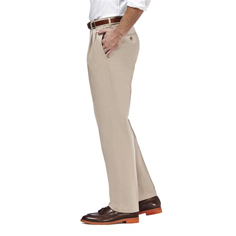 Haggar Men S Premium No Iron Khaki Pleat Front Pant Classic Fit Ebay