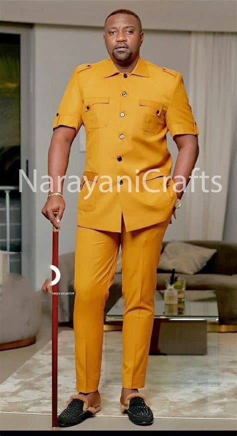 Handmade Decent Mustard Safari Suit For Men For Wedding And Events And