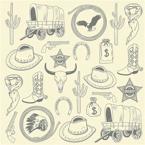 Cowboy Seamless Pattern Stock Vector Illustration Of Colored