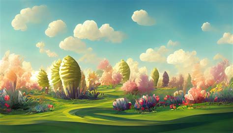 Premium Photo | Cartoon spring landscape