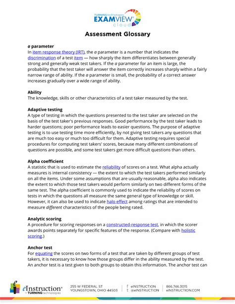 PDF Examview Assessment Glossary DOKUMEN TIPS