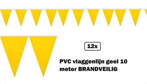 X Vlaggenlijn Geel Meter Pvc Brandveilig Carnaval Thema Feest