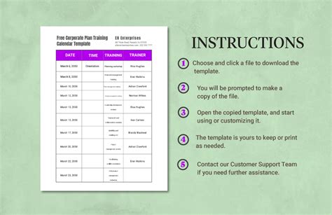 Free Corporate Plan Training Calendar Template in Illustrator, Word ...