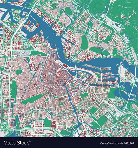 Amsterdam map detailed of city Royalty Free Vector Image