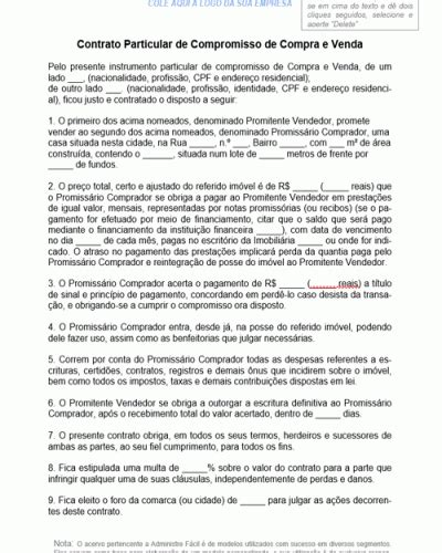 Referência de Contrato de Compra e Venda Modelo Simples Modelo Gratuito