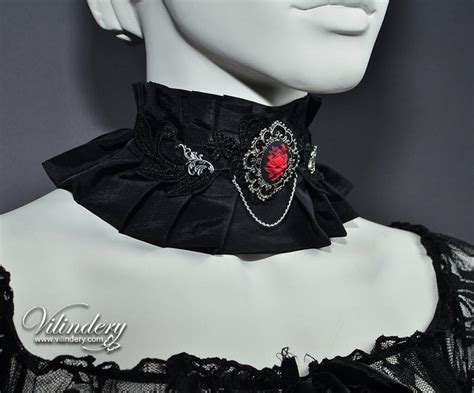 Gothic Victorian Choker With Red Rose By Vilindery On Deviantart