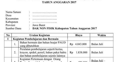 Contoh Laporan Rkas Paud Sesuai Bop Tahun 2017 Administrasi Paud