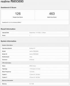 Realme C S Geekbench Unisoc Sc A Ram Gb