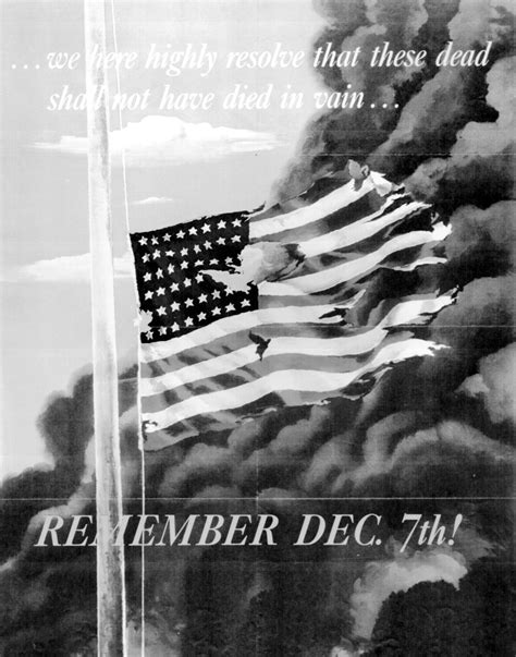 American Propaganda Poster Remember Dec 7th 1942 Pearl Harbor Day