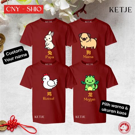 Jual Baju Kaos CNY Imlek Shio Naga Kayu 2024 The Year Of Dragon Baju