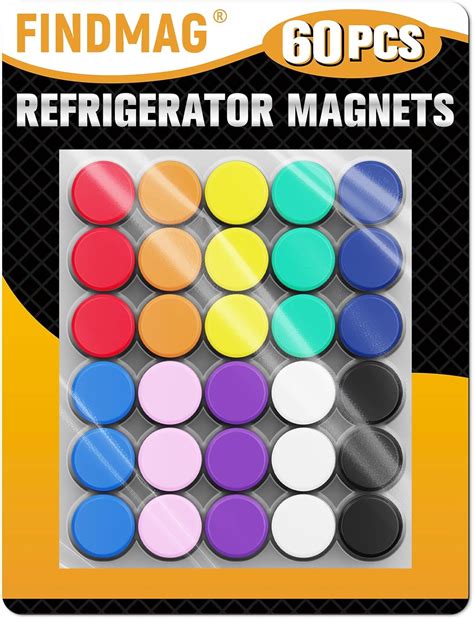 FINDMAG 60 Pack Fridge Magnets Whiteboard Magnets Dry Erase Board