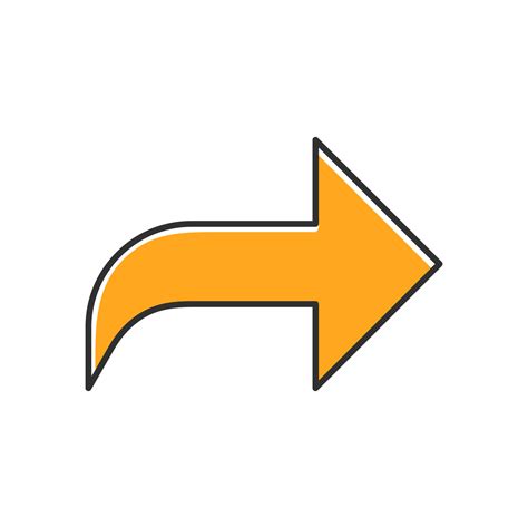 Right Orange Curved Arrow Color Icon Direction Sign Forward Curve