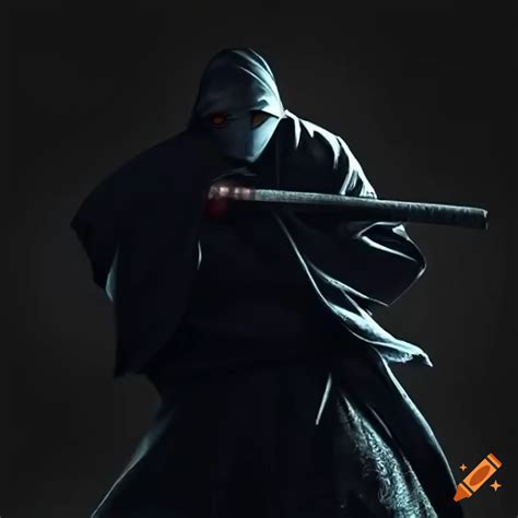 Male Ninja In A Hooded Mask Swinging Katana On Craiyon