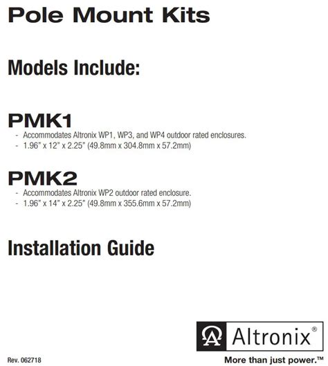 Altronix Pmk1 Pole Mount Kits Installation Guide