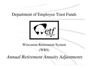 Fillable Online Etf Wi Annual Retirement Annuity Adjustments Etf Wi