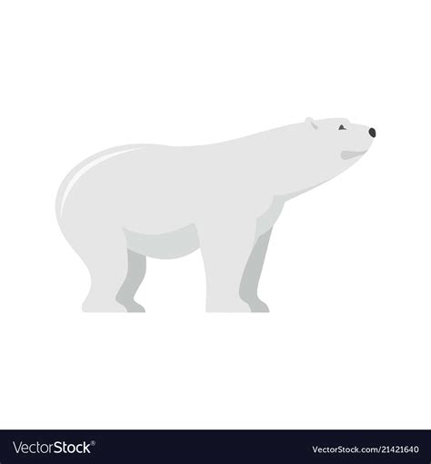 Watching Of Polar Bear Icon Flat Style Royalty Free Vector