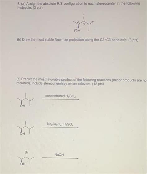 Solved 3 A Assign The Absolute RIS Configuration To Each Chegg