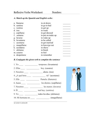 Reflexive Verbs Spanish Worksheets