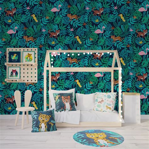 Papier peint intissé JUNGLE KIDS BY E RIVASSOUX bleu marine 4MURS