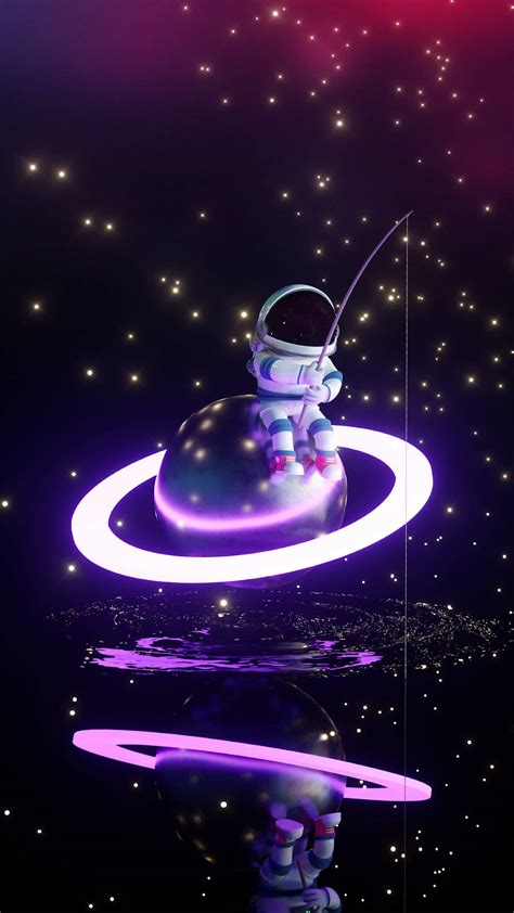 Download Astronaut Aesthetic Fishing In Space Wallpaper | Wallpapers.com