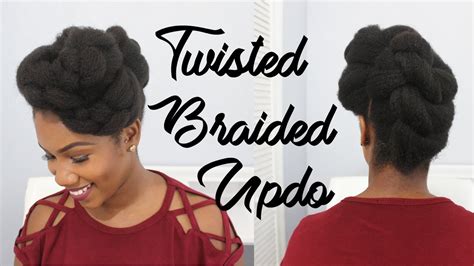 Twisted Braided Updo On Natural Hair Youtube