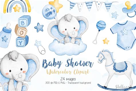 Baby Shower Watercolor Clipart Graphic By Stellaart Creative Fabrica