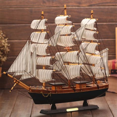 Wooden Sailing Boat Mediterranean Sailing Ship Furnishing Art Home Decoration