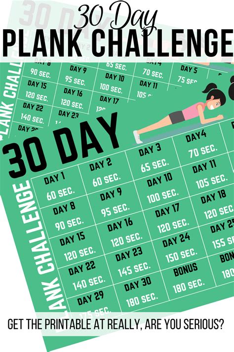 30 Day Plank Challenge Printable