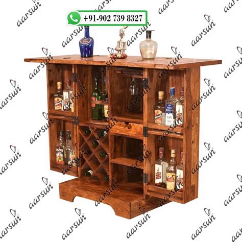 Natural Sheesham Wood Wooden Antique Bar Cabinet At Best Price In