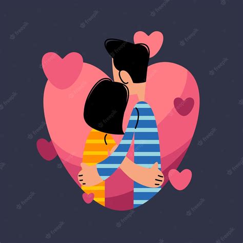 Premium Vector Couple Hugging Each Other Back View Flat Vector Illustration