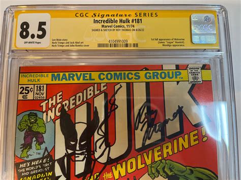 Incredible Hulk Cgc Ss Signed Sketch Wolverine Roy