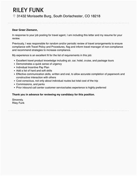 Travel Agent Cover Letter Velvet Jobs