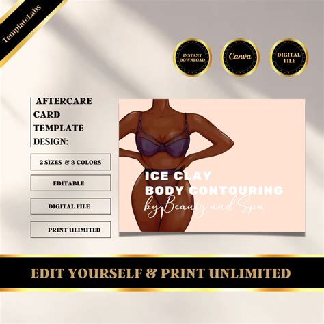 Ice Clay Body Sculpting Printable Aftercare Card Editable Etsy