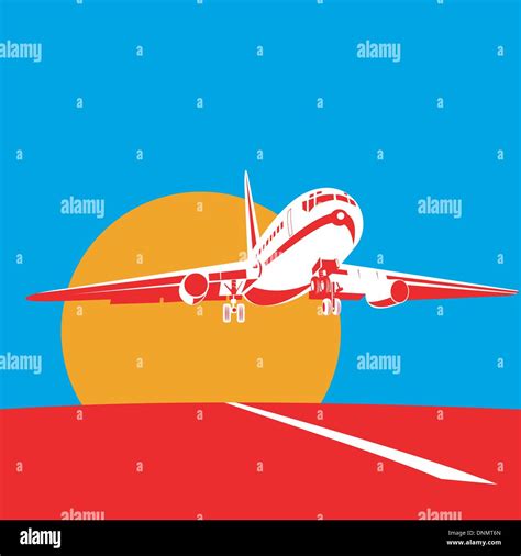 Illustration Of A Commercial Jet Plane Airliner On Flight Flying Taking