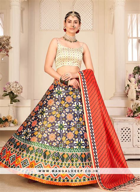 Multi Color Pure Rera Silk Patola Print Lehenga